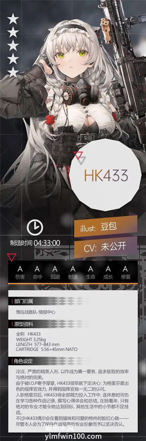 少女前线五星突击步枪hk433怎么样-少女前线五星突击步枪人形HK433介绍